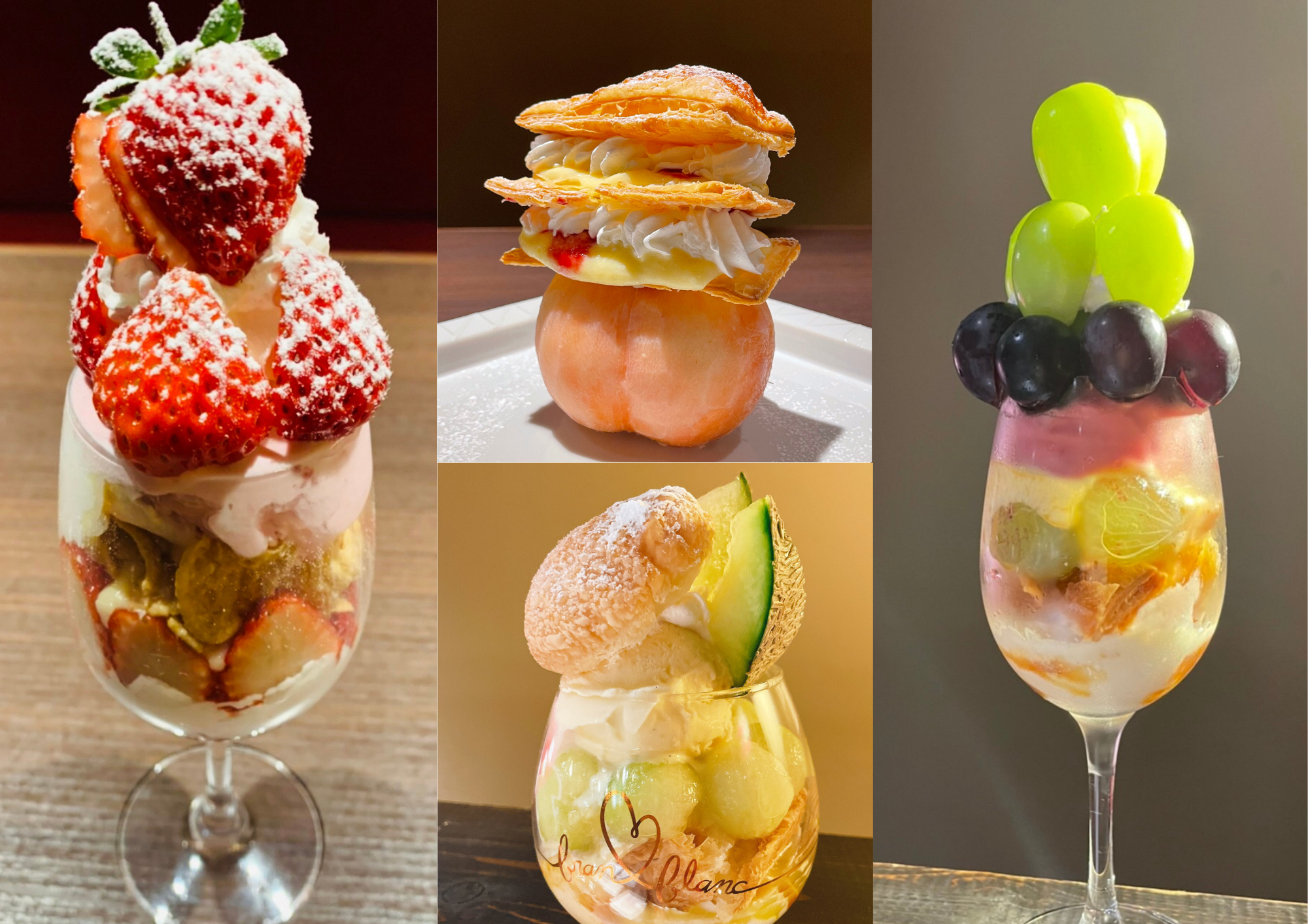 旬のフルーツを使用した映え間違いなしのパフェとミルフィーユ